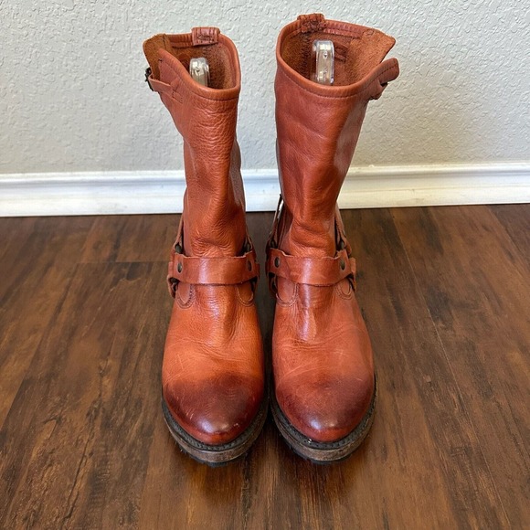 VINTAGE SHOE CO Eliza Slouch Engineer Harness Boot Reddish Brown USA MADE - Picture 4 of 14